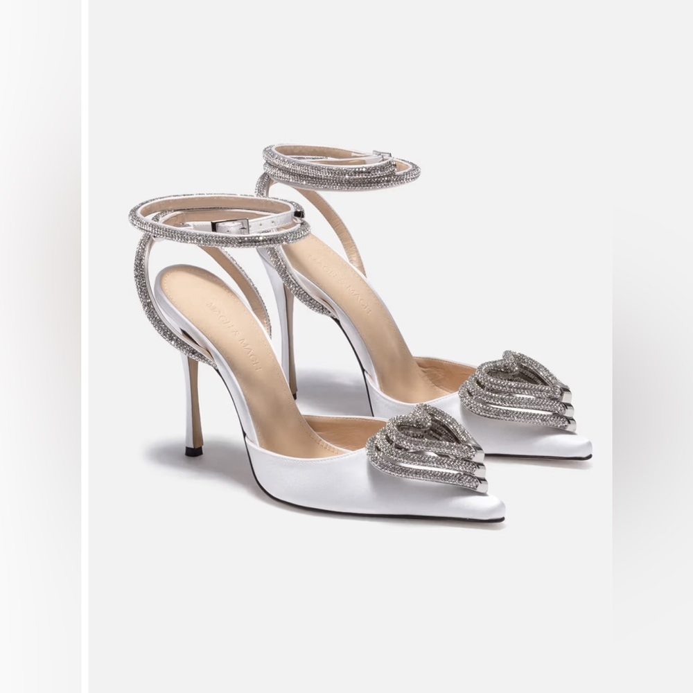 Mach & Mach triple heart heels with crystals and ankle straps